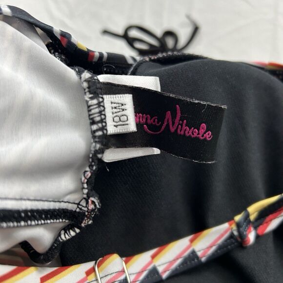 Hanna Nikole Swim Top Tankini 18 W Geometric Stripe Beach Plus Size Colorful - Picture 7 of 11